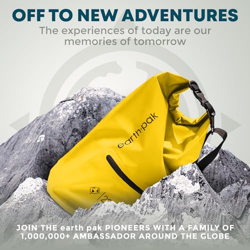 Earth Pak Waterproof Dry Bag with Zippered Pocket - Waterproof Dry Bag Backpack Keeps Gear Dry - color: Yellow, size: 5L