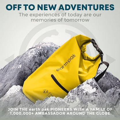 Earth Pak Waterproof Dry Bag with Zippered Pocket - Waterproof Dry Bag Backpack Keeps Gear Dry - color: Yellow, size: 5L
