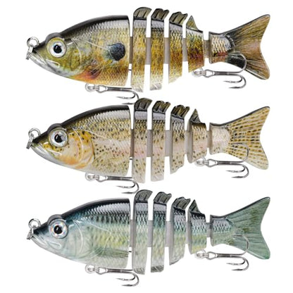 GOTOUR Jointed Swimbaits, Easy Catch Fishing Lures for Bass Trout Crappie | Wiggling Vibrating Rattling Gurgling for More Bites, Heavy-Duty Dyneema Fiber, Slow Sinking, Fresh & Saltwater Fishing Baits - color: B2-3.2"-0.4oz