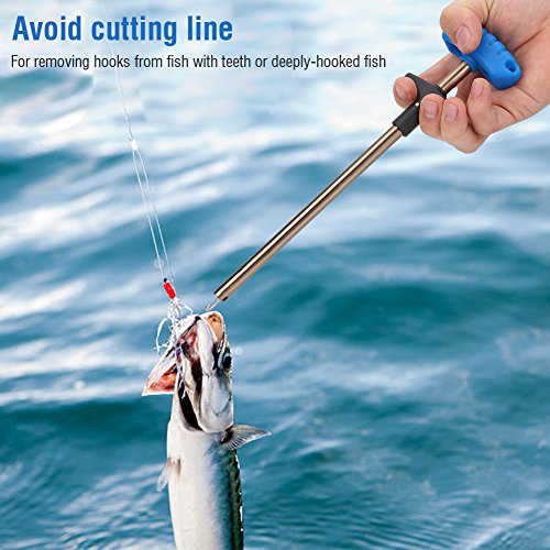 Tbest Fishing Hook Remover Stainless Steel T Shaped Quick Needle Remover Extractor Fish Hook Removing Tools Saltwater Freshwater - size: Large