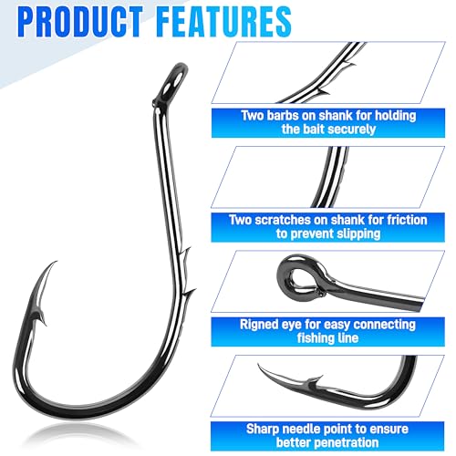 200pcs Octopus Baitholder Fishing Hooks Sharp Barbed Beak Fish Hooks Circle Hook High Carbon Steel Extra Sharp Closed Eye J Hook