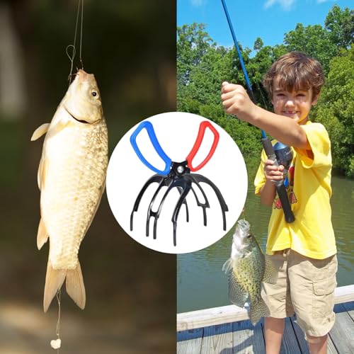 3 Claw Fish Gripper, Metal Fishing Pliers Gripper Catch Fish Control Clamp, Must Have Fishing Pliers Control Tool Fishing Accessories for Most Freshwater Fish Grip Tackle Holder - color: 2 pcs 3 claw