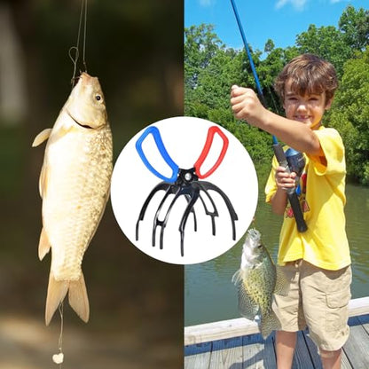 3 Claw Fish Gripper, Metal Fishing Pliers Gripper Catch Fish Control Clamp, Must Have Fishing Pliers Control Tool Fishing Accessories for Most Freshwater Fish Grip Tackle Holder - color: 2 pcs 3 claw