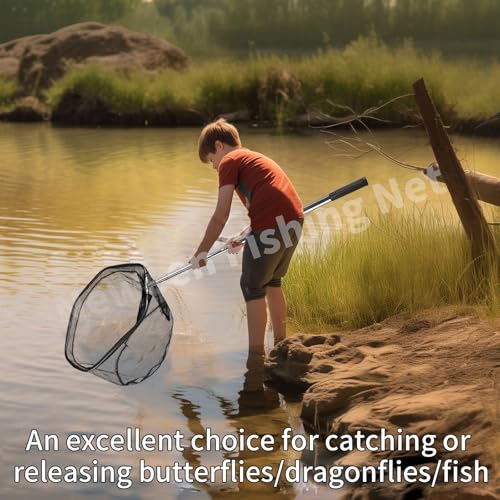Neween Fishing Net, Foldable Collapsible Telescopic Fish Landing Net, Durable Nylon Material Mesh Landing Net for Easy Catching or Releasing for Trout - style: 61" Full Extended (Telescopic Pole)