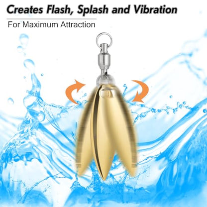 Alwonder 10 Pack Spinner Blades with Ball Bearing Swivels Tail Spinner Spinnerbait Lure Making Supplies Bass Lures Soft Lures - color: #3.5 Willow Blades, Gold, 10pcs