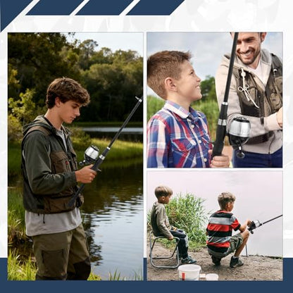 WIDDEN Kids Fishing Pole, Youth Fishing Rod and Reel Combo - Telescopic Portable Fishing Pole with Tackle Box Bag Starter Anglers Set, Fishing Gear Kit for Boys Girls Teens Age 5-18 and Beginners - color: Silver