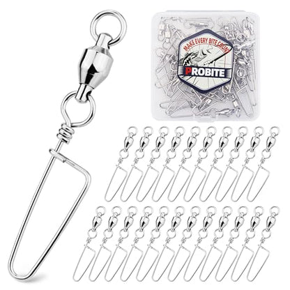 30PCS High Strength Fishing Snap Swivels – Stainless Steel Ball Bearing Barrel Swivels, Corrosion Resistant Fishing Connector Clips for Freshwater and Saltwater - size: 4#
