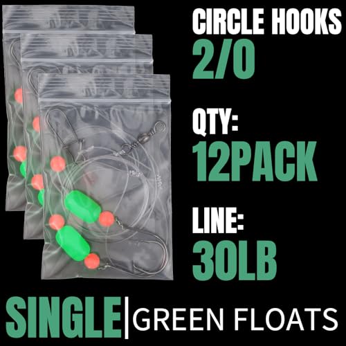 JellyArch 12 Pcs Pompano Rigs for Surf Fishing Offshore Surf Fishing Rigs Saltwater Gear Tackle with 2/0 Circle Hooks Double Circle Swivels Duo Lock Snaps - color: Green