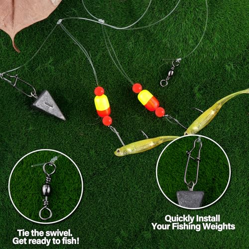 Alwonder 5-Pack Pompano Rigs Surf Fishing Rigs with Snell Floats, Saltwater Live Bait Rig Swivels Duo Lock Snaps Circle Wide Gap Kahle Hooks Rig for Beach Surf Casting Pier Jetty Fishing - color: Red & Yellow 5-Pack, size: #2/0 Circle Hook
