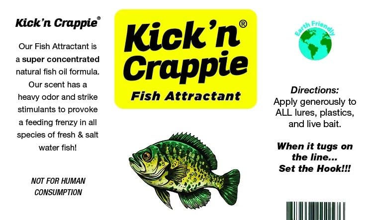 Kick’n Bass Fish Attractant, Supercharged Concentrated Natural Fish Oil Formula Scent for Fishing Lures, One 4 fl oz Bottle. (10 Scents to Choose from) - color: Crappie - Kick’n Bass Fish Attractant