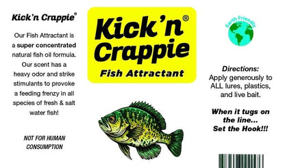 Kick’n Bass Fish Attractant, Supercharged Concentrated Natural Fish Oil Formula Scent for Fishing Lures, One 4 fl oz Bottle. (10 Scents to Choose from) - color: Crappie - Kick’n Bass Fish Attractant