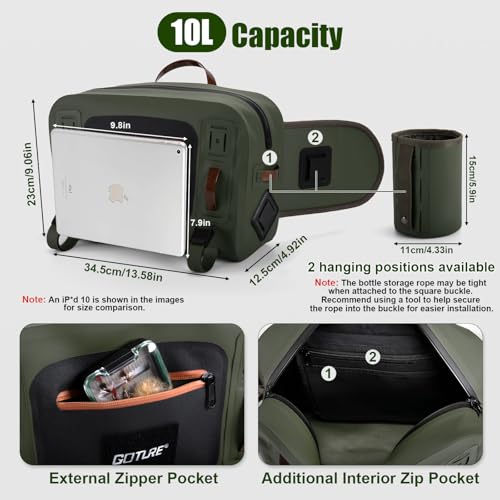 Goture Waterproof Fishing Waist Pack,IPX8 840D TPU Large Tackle Bag with Rod Holder,Airtight Zipper Closure,Detachable Water Bottle Holder, 10L Fly Fishing Bag with Adjustable Strap,Sling Fanny Pack - color: B3:10L Waterproof Tackle Bag