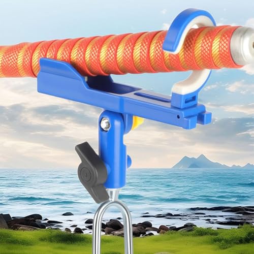 Fishing Rod Holder Angling Pole Mount Rack with Ground Spikes | Surf Fishing Rod Holder for Boat Shore Kayak Pontoon Dock Surf Beach - color: Blue