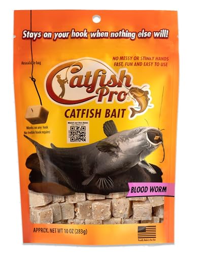 Catfish Pro Catfish Bait - 10oz Bag with 80pcs | Irresistible Scent for Catfish | Mess-Free, Stays On Your Hook When Nothing Else Will | Great for Rod, Reel, Trotline, Jugs & Yoyos Fishing - color: Blood Worm