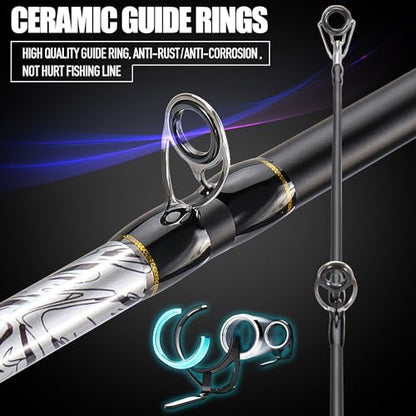 Sougayilang Fiberglass Fishing Pole Conventional Reel Combo with Durable P-Cork Rod Handle, Medium Heavy for Catfish Salmon and Steelhead - size: 9'0"H- M Fast with 4000 Reel
