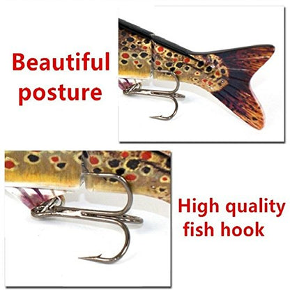 4 Segment Fishing Lures with BKK Hooks for Fishing, Easy Catch | 4.76oz Heavy-Duty Big Giant Sinking Lifelike Swimbaits for Bass, Trout, Crappie, Walleye, Pike, Great for Fisherman, Dad Gift