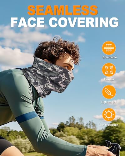 4Pack Neck Gaiter for Men Women Face Cover Mask Head Wrap Balaclava Headwear Bandana Headband Magic Scarf - color: A-camo-1
