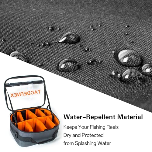 Waterproof Fishing Reel Case with 8 Shockproof Compartments – Portable Tackle Organizer for Spinning, Baitcasting, Spincast & Fly Reels Holds more than 10 Reels