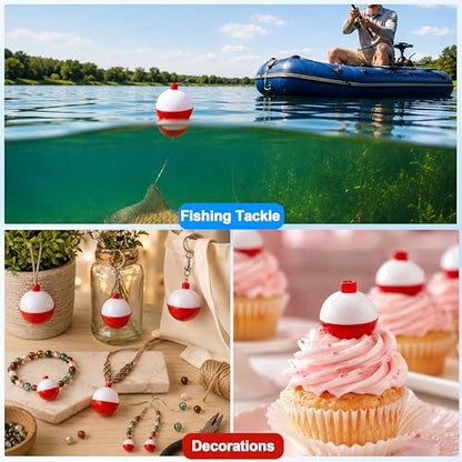 SILANON Fishing Bobbers Hard ABS Fishing Floats Bobbers Push Button Round Buoy Floats Red/White Snap-on Bobbers for Crappie Trout Catfish Bass Fishing Party Decoration 0.5in-2.5in - style: 1inch-15pcs