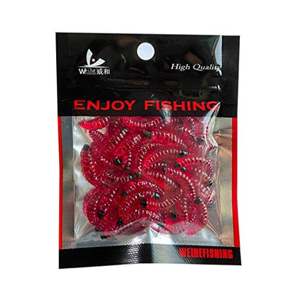50PCs 2.4cm Maggot Soft Baits, Fresh Water Fishing Bait, Soft Fishing Lures, Bass Fishing Worms, for Lake Fishing Freshwater Saltwater Lake Ice Sea Fishing, Mackerel, Mullet - color: A