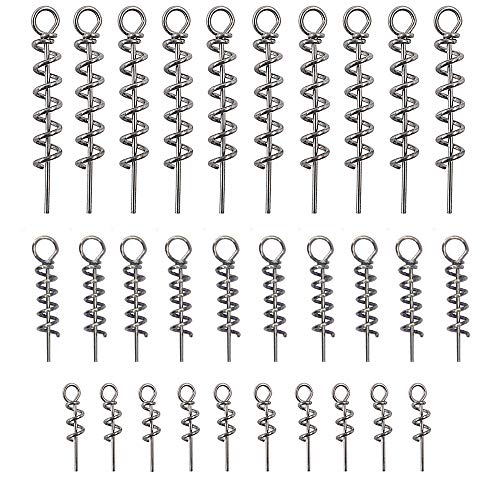 Soft Lure Bait Spring Twist Lock,100pcs Fishing Crank Hook Centering Pin Soft Lure Bait Worm Crank Swimbait Keeper Needle Springs Screw Lock Fixed Latch - size: Mixed(S,M,L) Kit-100pcs