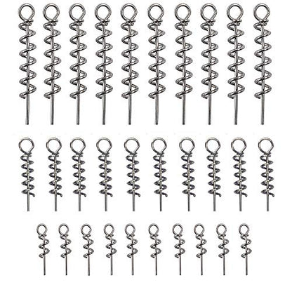Soft Lure Bait Spring Twist Lock,100pcs Fishing Crank Hook Centering Pin Soft Lure Bait Worm Crank Swimbait Keeper Needle Springs Screw Lock Fixed Latch - size: Mixed(S,M,L) Kit-100pcs