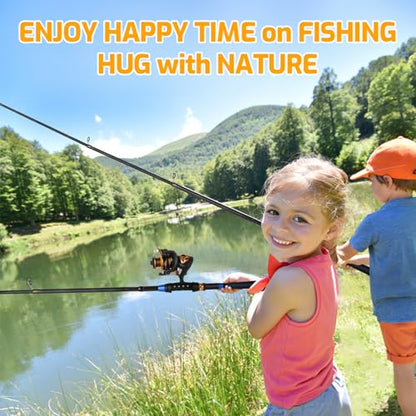 Kids Fishing Pole Set, Telescopic Fishing Rod and Reel Combo Kit for Kids/Youth, Fishing Pole for Beginners with Spincast Fish Reel, Fish Tackles, Fish Lures, Fish Lines 【Ambidextrous】
