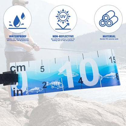 35in Fish Ruler Waterproof Fish Measuring Tape Foldable Fishing Ruler | 2 Packs Portable Folding Fishing Tape Measure with Storage Strap, Fish Measuring Tool for Boats Kayaks Coolers (Blue)