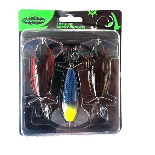 FONMANG Top Water Fishing Lures, 3-Pcs Topwater Lures for Bass Walleye Pike, 2025 New Wasp Crawl Bait for Freshwater and Saltwater - color: D- Jitterbug