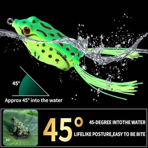 5 PCS Frog Lures Topwater Fishing Artificial Soft Bait 5.5CM Soft Silicone Fishing Lures Prop Frog Lures for Bass Realistic Design with Weedless Hooks for Freshwater Saltwater