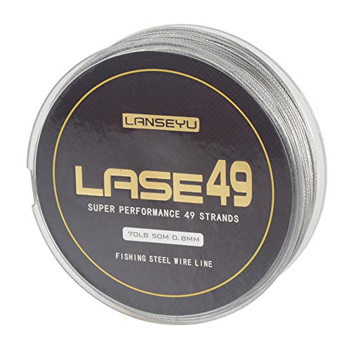 50M 44lb/70lb Test Stainless Steel Fishing Wire - 7x7 Strands, 0.6mm/0.8mm Trace Coating, Jigging Line - color: 0.8mm-70lb-50M
