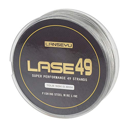 50M 44lb/70lb Test Stainless Steel Fishing Wire - 7x7 Strands, 0.6mm/0.8mm Trace Coating, Jigging Line - color: 0.8mm-70lb-50M
