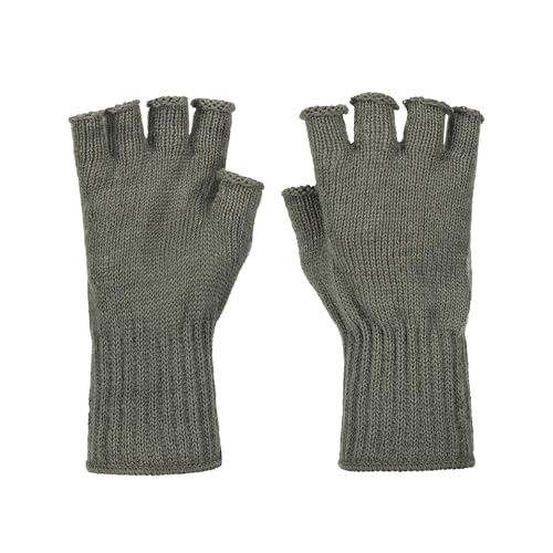 M MCGUIRE GEAR GI Wool Fingerless Gloves, Half Finger Outdoor Tactical Glove Insert - Ski Glove Insert Made in USA - color: Foliage Green