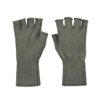 M MCGUIRE GEAR GI Wool Fingerless Gloves, Half Finger Outdoor Tactical Glove Insert - Ski Glove Insert Made in USA - color: Foliage Green