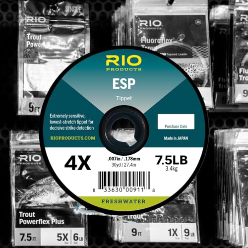 RIO Products ESP Tippet – Ultra Low-Stretch, High-Sensitivity Trout Tippet for Euro Nymphing, Indicator Nymphing & Stillwater Fishing – 2X, 3X, 4X, 5X, 6X, 7X - size: 3X