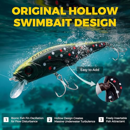 Topwater Fishing Lures -Hard Swimbait,3 8/9in 1/2oz Floating Lure with Hollow Cavity for Scent Attractant, for Bass,Pike,Trout,Freshwater & Saltwater - color: Combination A