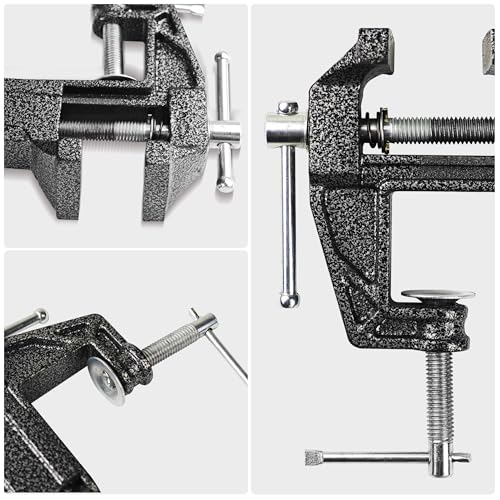 Mini Bench Vise and Fishing Hook Sharpener, Small Jeweler Table Clamp Small Hobby Bench Vice, Craft Repair Tool Portable Table Vise for Woodworking, Drilling, Metalworking, and Sawing