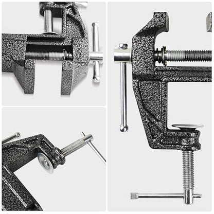 Mini Bench Vise and Fishing Hook Sharpener, Small Jeweler Table Clamp Small Hobby Bench Vice, Craft Repair Tool Portable Table Vise for Woodworking, Drilling, Metalworking, and Sawing