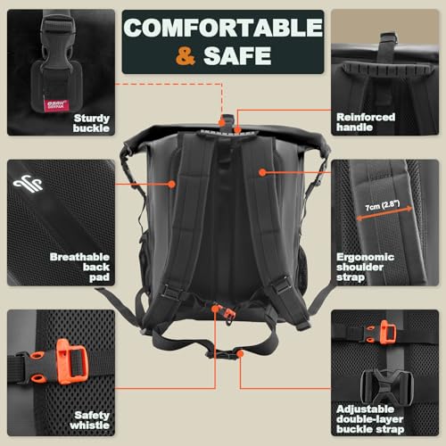 OSAH DRYPAK Waterproof Backpack Dry Bag 25L/35L/55L/85L – Heavy Duty Roll-Top Hiking Backpack Sack Keeps Gear Dry for Travel, Kayaking, Boating, Camping, Rafting and Fishing - color: Black, size: 25L