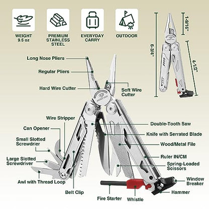 MOSSY OAK Multitool, 19-in-1 Stainless Steel Multi Tool Pliers, Self-locking EDC Gear with Sheath for Outdoor, Survival, Camping, Hiking, Father Day Gifts - style: 19-in-1 Self-Locking EDC Tool