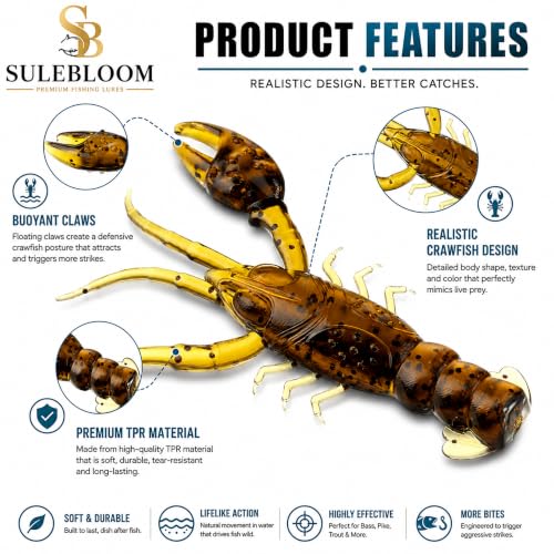 New (Qty 20) 1" Micro Craw Scented Finesse Drop Shot Crappie JIG Bluegill Brown CRAWDAD Lure Bait Fishing Equipment Set CE-0085DR