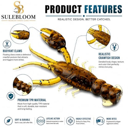 New (Qty 20) 1" Micro Craw Scented Finesse Drop Shot Crappie JIG Bluegill Brown CRAWDAD Lure Bait Fishing Equipment Set CE-0085DR
