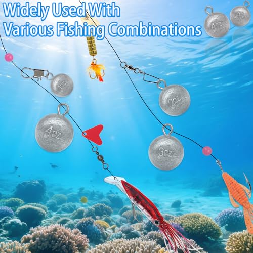 5 Pcs Fishing Round Sinker Cannonball Lead Weights Assortment Egg Drop Bass Weights Saltwater Freshwater Casting 1-5oz - size: 5oz - 5pcs