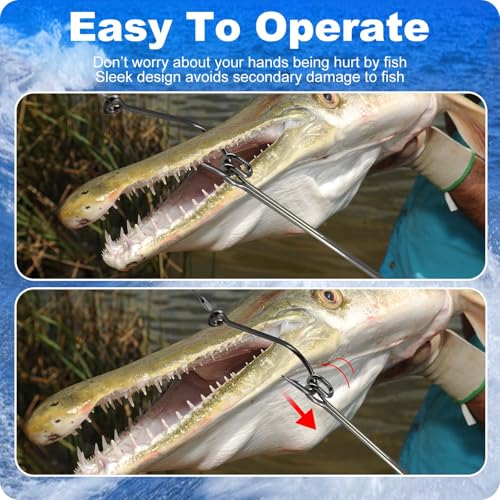 2 Pack Stainless Steel Fishing Hook Remover，Push/Pull Hook Remover，Dehooker Tool,Anti-Lost Saltwater Dehooker Tool Shark Hook Remover - size: 17"