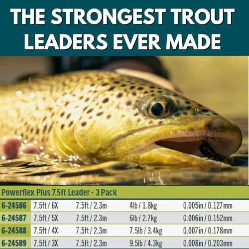 RIO PRODUCTS Trout Powerflex Plus Leader, Pre-Tied Loop for Easy Rigging, High Performance Tapered Leader Line - size: 5X, style: 7.5 Ft