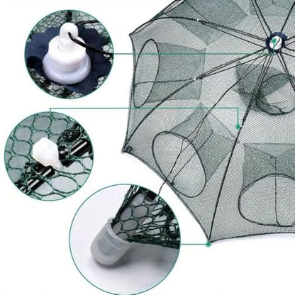 Wander Peaks Foldable Fishing Bait Trap, Collapsible Mesh Cage for Crab Shrimp Minnow Crawdad, Easy Setup Portable Angler Trap for Freshwater Pond Lake