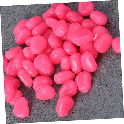 VOSAREA 50Pcs Pink Fake Corn Fishing Lures Soft Baits for Bass Carp Trout Simulation Baits Sweet Corn Scent Reusable PVC Material for Freshwater Saltwater Lakes Rivers