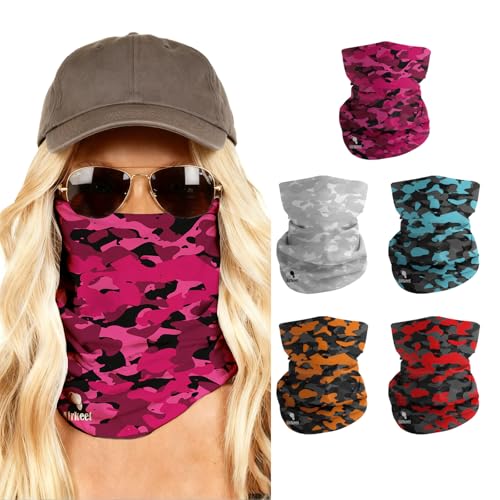 Breathable Neck Gaiter UPF 30+ Sun Protection Face Mask for Men & Women - color: 5pcs-camo-1