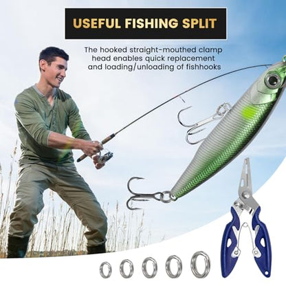 200 Pcs Fishing Stainless Steel Split Rings with Plier Set | Double High Strength, Lure Tackle Connector Kit, Mini Split Ring, Line Cutting Ring, Freshwater & Saltwater