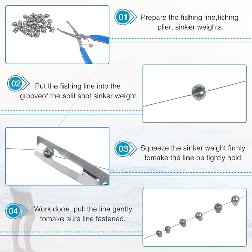 Split Shot Fishing Weights Sinkers, 200pcs Removable Fishing Line Weights and Sinkers for Freshwater Saltwater Bass Trout - size: 1g 1.5g 2g 2.5g 3g (Large-200pcs)